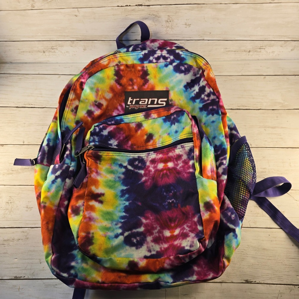 Trans by JanSport Rainbow Tie Dye Backpack Purple School Bag Travel Rucksack